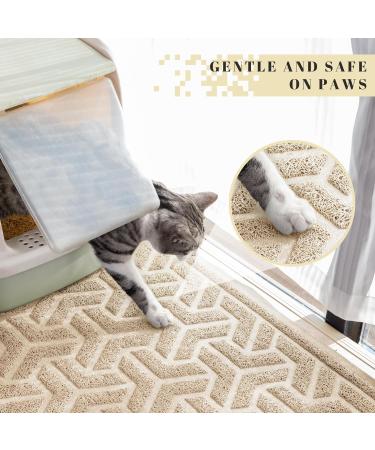 JanYoo Cat Litter Box Mat Kitty Premium PVC Pad Durable Trapping Rug Phthalate Free Urine-Resistant Scatter Control 90 x 60 CM Beige - Buy Online on SooperMarket.com