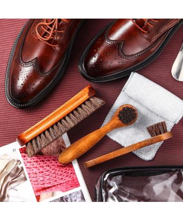 4 Pcs Horsehair Shoe Brush Kit with Polishing Daubers & Applicators - Leather Care Brushes Set for Shine Cleaning - Includes Cloth and Bag (Shoe Brush Set E) - Buy Online on SooperMarket.com