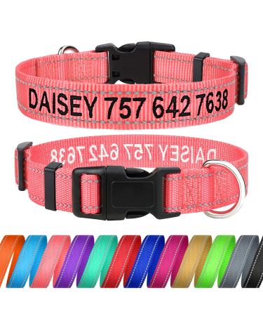 Tagme personalized dog collar for medium dog with embroidered reflective nylon dog collar with PET name & telephone number baby or
