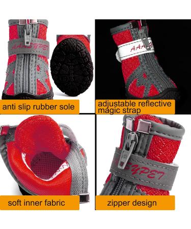 Zweitea Breathable Dog Shoes for Small Dogs - Slip-Resistant Reflective Boots with Robust Sole for Chihuahua - Red 5# (1.89x2.09) - Buy Online on SooperMarket.com