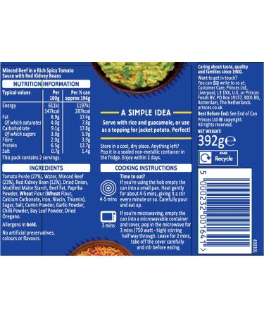 Princes Chilli Con Carne 392g - Delicious and Convenient Meal Option - Buy Online on SooperMarket.com