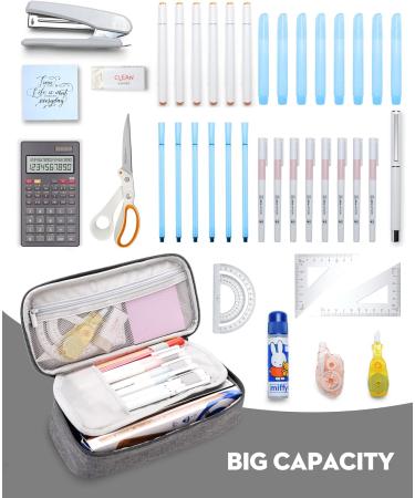 YOKUMA Pencil Case Large Capacity Pencil Pouch Aesthetic Zipper Pencil Box Back to School Supplies for College Student Teen Adults Travel Essentials Electronic Cable Organize Grey - Buy Online on SooperMarket.com