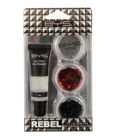 Buy BYS Glitter Face and Body Kit Rebel Instant Sparkle with 3 Assorted Glitters & Fix Primer for Stunning Looks International Shipping - Buy Online on SooperMarket.com