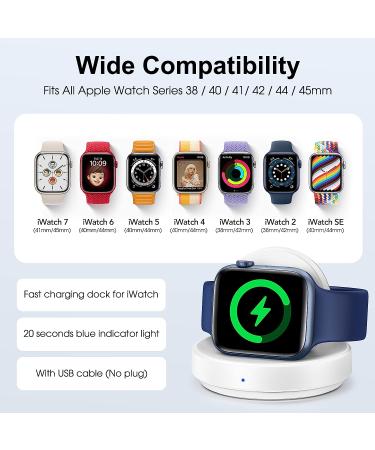ZAPOGO Portable Magnetic Apple Watch Charger Stand - Wireless Fast Charging Dock with Nightstand Mode for Apple Watch Series 8/7/SE/6/5/4/3/2 - White - Buy Online on SooperMarket.com