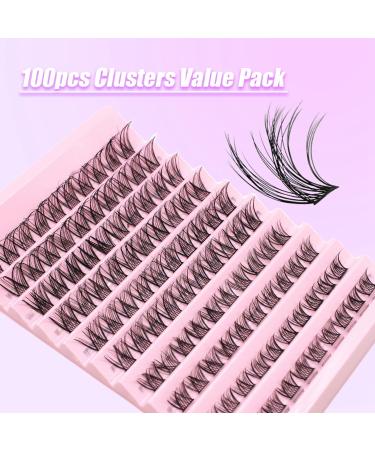 Bransfy Cluster Lashes D Curl 100 Pcs | Natural Look False Eyelashes Extension | Reusable DIY Eyelash Extension | Super Thin Band | Soft & Comfortable | D 0.07 8-16mm - Buy Online on SooperMarket.com