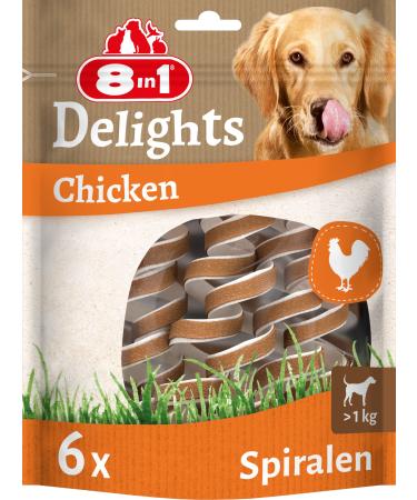 8in1 Delights Chicken Kau -Spiralen - Healthy Kausnack for Dogs High -quality chicken meat wrapped in beef skin 6 pieces of chicken 6 pieces (1 Pack)