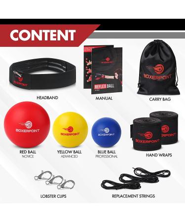 Boxing Reflex Ball Set for Adults and Kids - Improve Hand Eye Coordination and Punching Speed - Set of 3 React Balls with Headband and Carry Bag - Buy Online on SooperMarket.com