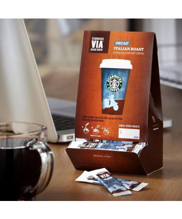 Starbucks VIA Ready Brew Coffee, Decaf Italian Roast, 3.3-Gram Packages, 50-Count