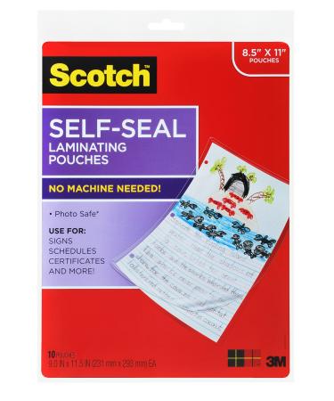 Scotch Self-Seal Laminating Pouches, Letter Size (LS854-10G), 10 Count (Pack of 1)