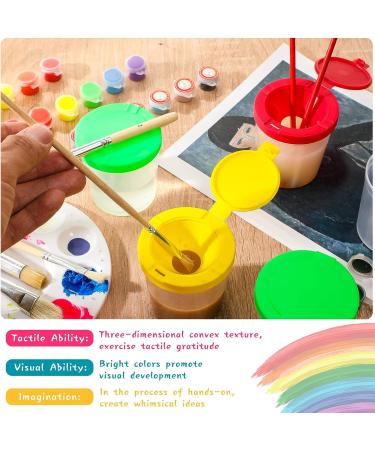 Non-Spill Paint Cups for Kids with Flip Lids - Set of 24 Assorted Colors for Art Supply, School, Classroom, Artist Studio - Buy Online on SooperMarket.com