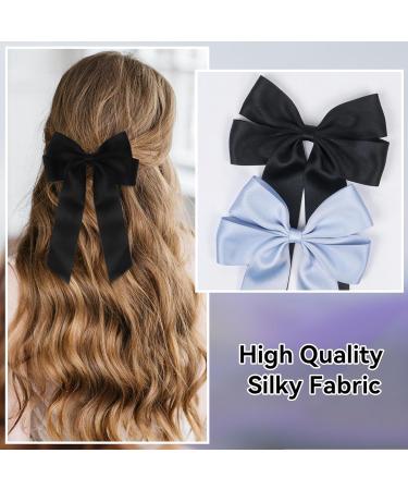 2 Pack Bow Hair Clips Black Hair Bows for Women Girls Large Bow Clips Hair Barrette Hair Accessories(Black Blue) - Buy Online on SooperMarket.com