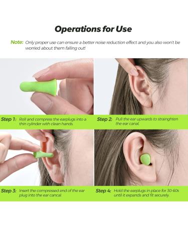 Buy Ear Plugs for Sleeping - 60 Pairs Noise Protection Foam Earplugs 38 dB SNR - Super Soft & Comfortable for Snoring Concerts & Loud Noises - Grass Green - Buy Online on SooperMarket.com