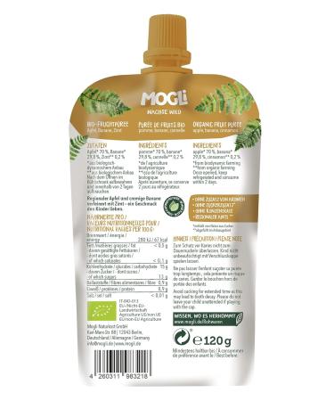 Buy MOGLi Bio Demeter Quetschi Apple Cinnamon - Organic Fruit Pouches 12 x 120g | International Shipping Available - Buy Online on SooperMarket.com
