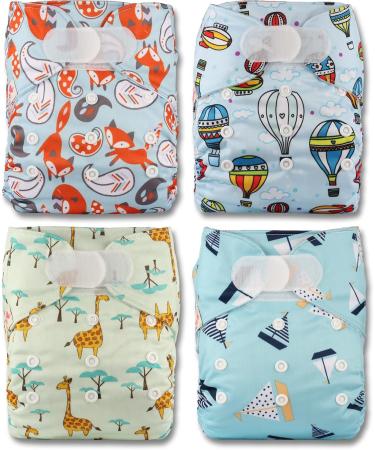 Littles and Bloomz FLV2-0402 Reusable Cloth Diaper Pack - 4 Standard Velcro Diapers for Eco-Friendly Parenting - Buy Online on SooperMarket.com