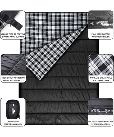 Cotton Flannel Double Sleeping Bag for Camping & Backpacking | Queen Size 2 Person Waterproof Sleeping Bag for Adults | Lightweight & Waterproof | Ideal for Truck, Tent, or Sleeping Pad | Black/White - Buy Online on SooperMarket.com