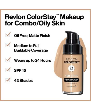 Revlon Colorstay Liquid Foundation Makeup for Combination/Oily Skin SPF 15 - Dune (295) 30 ml - Matte Finish - Longwear Formula - Pack of 1 - Buy Online on SooperMarket.com