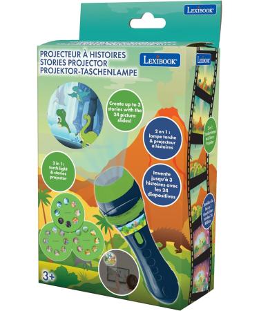 Lexibook LTC050DINO Dinosaur Torch Light & Projector | 3 Discs, 24 Images for Storytelling | Blue/Green - Buy Online on SooperMarket.com