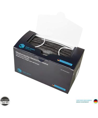 Curt Maria Medical Face Masks - 50 Pack 3-Layer Ear Loop Black Masks Made in Germany | Single-Use Mouth Protection for Optimal Safety - Buy Online on SooperMarket.com