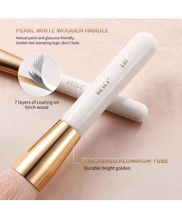 BEILI 30Pcs Professional Makeup Brush Set - Vegan Synthetic Kabuki Brushes for Face, Eyes, and Blush - Pearl White/Rose Gold - Buy Online on SooperMarket.com