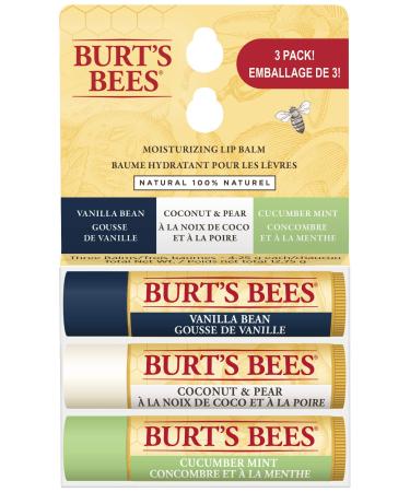 Burt's Bees Moisturizing Lip Balm for Dry Chapped Lips 100% Natural Origin Assorted Flavours with Fruit Extracts 3 Tubes 4.25 g Super Fruit
