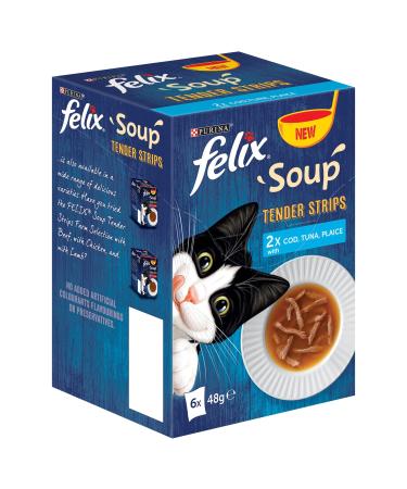 Felix Soup Cat Food Fish Selection Tender Strips 6 48g Pack of 8 Fish Selection 2.74 kg (Pack of 1)