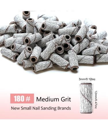 Small Sanding Bands for Nail Drill - 160 Pcs Set with 3.1mm Mandrel Bit - Perfect for Acrylic Nails & Gel Manicures | High-Quality 180# Zebra Nail File Bits - Buy Online on SooperMarket.com