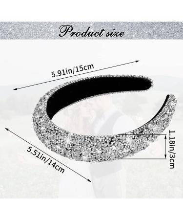 Sparkling Black Crystal Rhinestone Headband Hairband - Thick Style Silver | 90s Disco Hair Accessory for Women | Perfect Gift for Valentines & Birthdays - Buy Online on SooperMarket.com