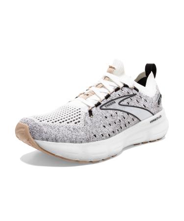 Brooks Womens Glycerin StealthFit 20 Neutral Running Shoe White/Black/Cream 8