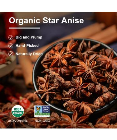 Organic Whole Star Anise 4 oz - USDA Organic, Non-GMO Star Anise Seed Pods - Buy Online on SooperMarket.com