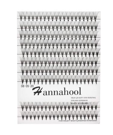 Hannahool 20D Natural Long Individual False Eyelashes Cluster | 0.07mm D Curl Volume Fans Extensions | Soft Lightweight Dramatic Look | 12mm - Buy Online on SooperMarket.com