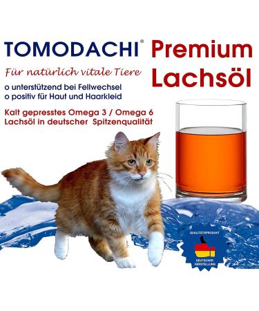 Tomodachi Cold-Pressed Salmon Oil for Cats | German Quality Omega-3 Fish Oil for Skin & Fur | 1L BARF Oil - Immune Protection - Buy Online on SooperMarket.com