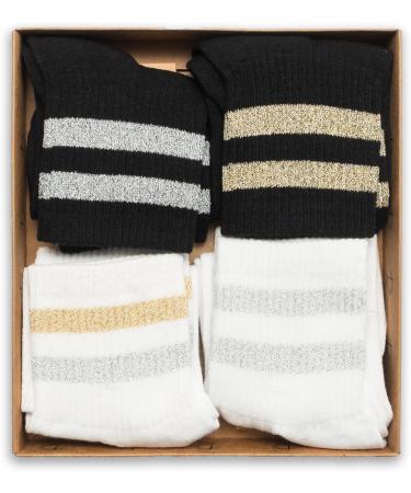 RAFRAY Glitter Sports Socks Gift Box - Premium Cotton Sneaker Socks for Size 36-40 - 4 Pairs - Buy Online on SooperMarket.com