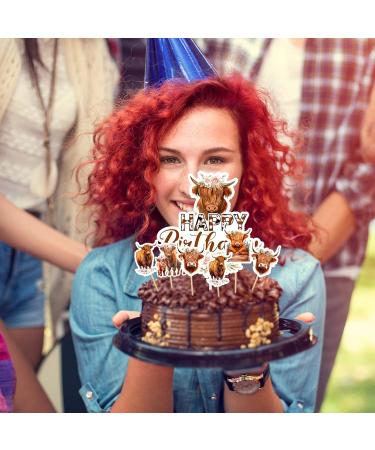 Tanlade 61 Pcs Highland Cow Cake Topper and Highland Cow Cupcake Topper Highland Cow Birthday Decorations Highland Cattle Cake Decorations for Farm Animal Zoo Boy Girl Birthday Party Decor - Buy Online on SooperMarket.com