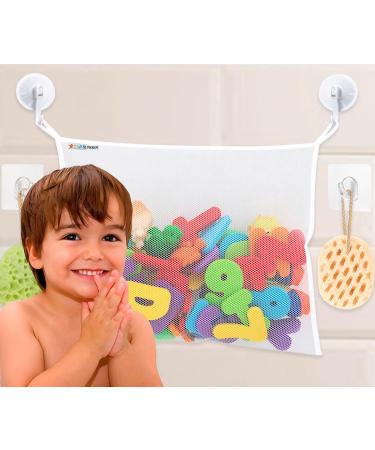 Bathtub Toy Holder, Shower Toy Holder, Bath Toy Basket, Mesh Bag for Bath Toys Storage, Baby Bath Toy Holder Organizer Corner, Hanging Bath Tub Toys Caddy, Bath Toy Net Bin, Kids Bathroom Toy Storage Vanilla