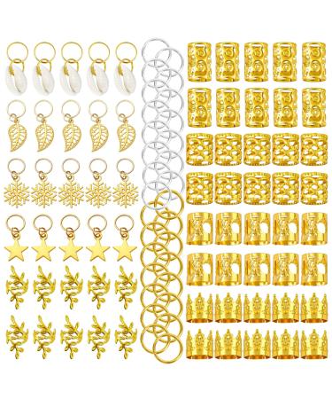 Hair Beads for Braids Xerteam 100 Pieces Hair Jewelry Rings Gold Hair Accessories Hair Cuffs and Braid Rings Hair Charms Dreadlock Accessories FOR Girl Women Men Hair Braids Decoration