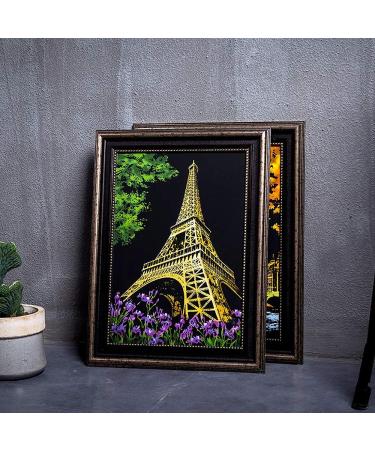 Rainbow Scratch Painting Kit for Adults & Teens - Eiffel Tower/Big Ben Theme - DIY Craft Art Set - Creative Gift - 16'' x 11.2'' - Includes 3 Tools - Buy Online on SooperMarket.com