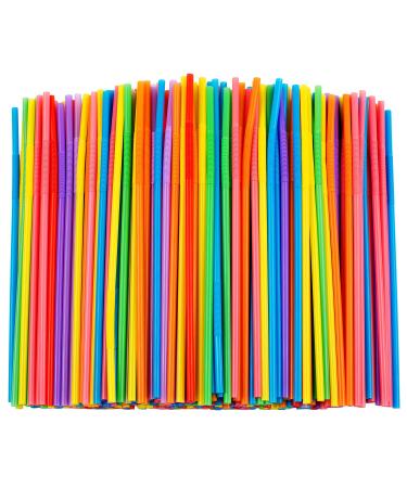 300 Pcs Colorful Flexible Plastic Straws, BPA-Free Disposable Bendy Straws, 10.2" Long and 0.23'' Diameter Multicolor