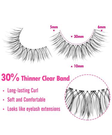 Geeneiya Wispy Natural Look 10mm Short False Eyelashes - 6 Pack Faux Mink Strip Lashes - Buy Online on SooperMarket.com
