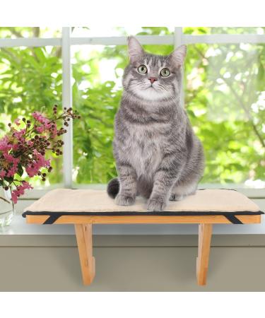 Hooxincci Cat Window Perch, Wall Mount Cat Window Hammock for Indoor Cats, Durable Sturdy Natural Bamboo Cat Window Seat, Fit Window Sills with Gaps