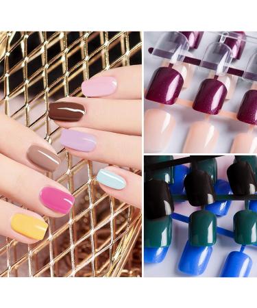 912 Colorful Short False Nails Square EBANKU | Full Cover Acrylic Press on Nails for Women Girls | DIY Nail Art (38 Colors) - Buy Online on SooperMarket.com