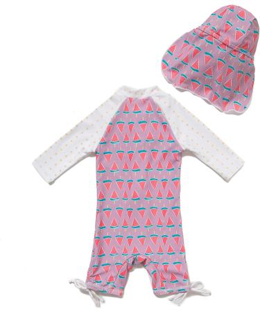 Bonverano Baby Girls UPF 50+ Sunsuit with Sun Cap, Watermelon, 2 Years - Buy Online on SooperMarket.com
