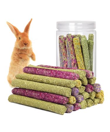 SUPERFA 40 Pcs Timothy Hay Sticks Rabbit Treats Mix Flavors of Rabbit Chew Toys Suitable for Small Animals to Chew A Toy for Rabbits Hamsters Gerbils and Guinea Pigs. 40 Count (1 Pack)
