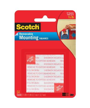 Scotch 108-SML Mounting Squares 1/2-Inch X 1/2-Inch Black 64-Squares 1-Pack Clear Clear 0.5 64 Squares