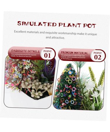 HOMSFOU 2pcs Christmas Simulation Potted Plant Artificial Plant for Desk Decor Festival Potted Plant Adornment Fake Christmas Plants with Fake Flowers Plastic Sisal Tree Outdoor Office Goldenx2pcs 21X11cmx2pcs - Buy Online on SooperMarket.com
