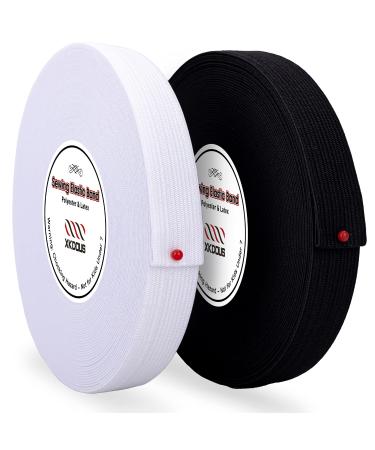 XKDOUS Elastic Band for Sewing  0.75 Inch 16 Yards 2 Roll Knit Elastic Bands for Sewing Waistband and Pants Waist  High Elasticity(8 Yard White  8 Yard Black) Black+White 2 rolls*0.75 inches*8 yards