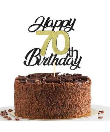 Sumerk 70 cake attachments for the 70th birthday cake attachments birthday party decoration accessories gold and black 1 pack of cake attachment for 70th birthday