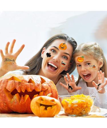 Whaline Halloween Temporary Tattoos - 270+ Waterproof Tattoo Stickers for Boy Girl Party Favors - Pumpkin Witch Ghost Bat Designs - Face Arm Body Decorations - Buy Online on SooperMarket.com
