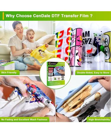 CenDale DTF Transfer Film and Powder Kit - 30 Sheets A4 DTF Film + 14oz White DTF Powder | Direct-to-Film Transfer for Any Fabric | DTF Starter Kit for DTF & Sublimation Printer - Buy Online on SooperMarket.com