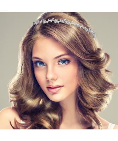 6-Piece Crystal Flower & Leaves Crown Headband Set for Bride & Bridesmaids - Wedding Party Headdress (Style 1) Silver - Buy Online on SooperMarket.com