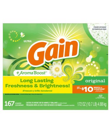 Gain Powder Laundry Detergent for Regular and HE Washers, Original Scent, 172 ounces (Packaging May Vary)